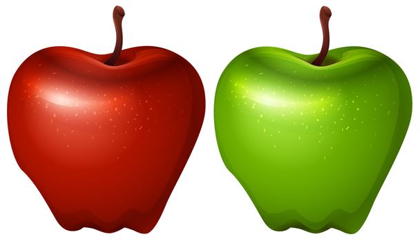 een groene en een rode appel - Vector, afbeelding