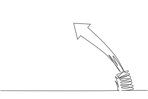Однорядковий безперервний малюнок металевої пружини зі стрілкою вгору символом вище. Бізнес-метафора стрибків росту. Концепція мінімалізму динамічний однорядковий малюнок графічного дизайну Векторні ілюстрації
 - Вектор, зображення