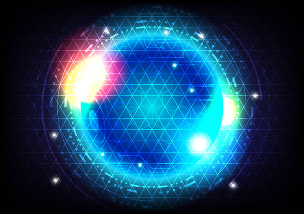 Futuristica fantascienza incandescente cerchio HUD e sfera. Effetto luce blu e rossa. Sfondo astratto hi-tech. Interfaccia di visualizzazione head-up. Schermo di innovazione tecnologica della realtà virtuale. Impresa digitale - Vettoriali, immagini