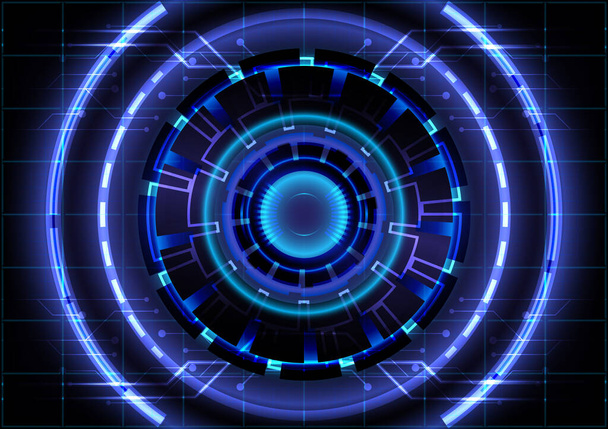 Abstract hi-tech background. Virtual reality high technology innovation. Head-up display interface. Futuristic Sci-Fi glowing HUD circle. Digital business - Vector, Image