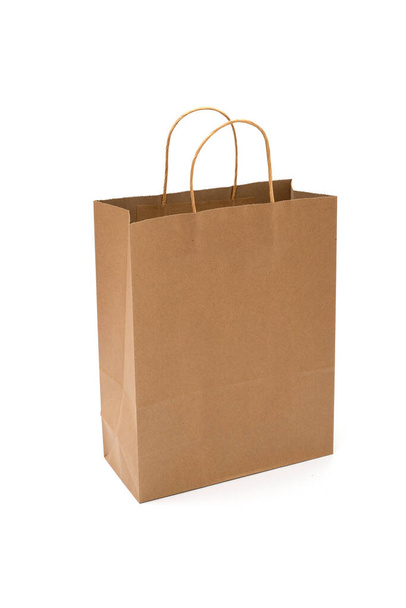 recycled paper shopping bags on white background - Φωτογραφία, εικόνα