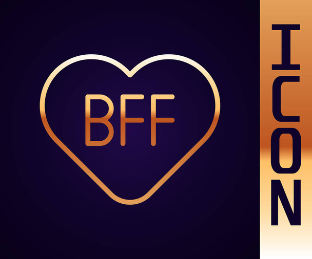 Línea de oro BFF o mejores amigos para siempre icono aislado sobre fondo negro. Vector - Vector, imagen