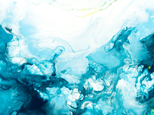 Fondo pintado a mano abstracto creativo azul, arte fluido, textura de mármol, océano abstracto, pintura acrílica sobre lienzo. Arte moderno. Arte contemporáneo. - Foto, imagen