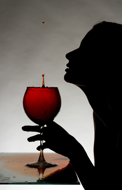 Woman with red wine - Zdjęcie, obraz
