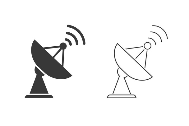 Набор иконок спутникового вектора, значок беспроводного спутника - Вектор,изображение