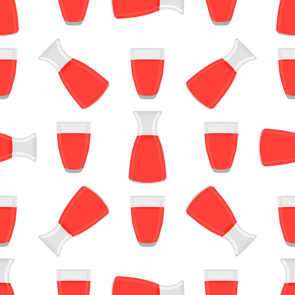 Ilustración sobre limonada coloreada tema en jarra de vidrio, taza para bebida natural. Patrón de limonada que consta de accesorio de cocina, jarra de vidrio, taza de comida orgánica. Sabrosa limonada fresca de la jarra a la taza de cristal - Vector, Imagen