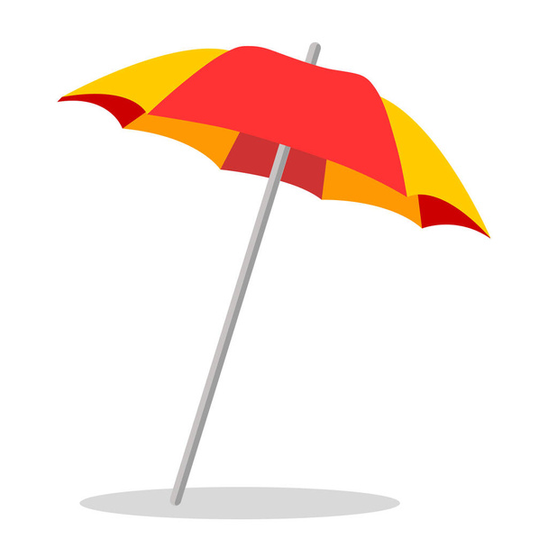 Beyaz arka planda plaj şemsiyesi vektör simgesi. Beyaz üzerine izole edilmiş bir şemsiye tasviri. Deniz kıyısındaki tatilin sembolü - Vektör, Görsel
