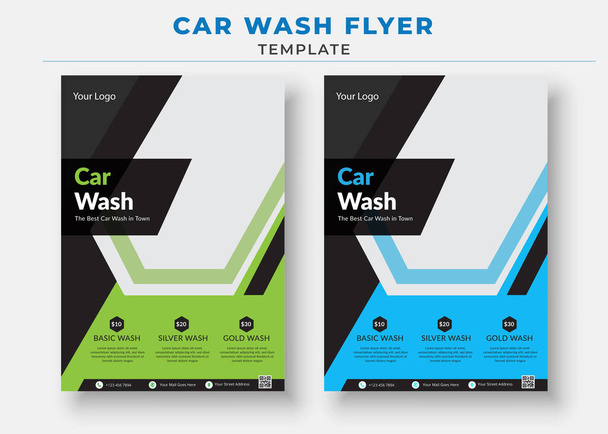 Modèle de dépliant de lavage de voiture, dépliant de vente de voiture - Vecteur, image