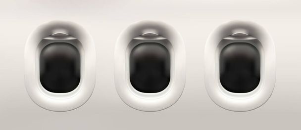 Vector on white background plane illuminator. Vector 3d realistic plane window. Travel tourism background. EPS 10 - Vector, imagen