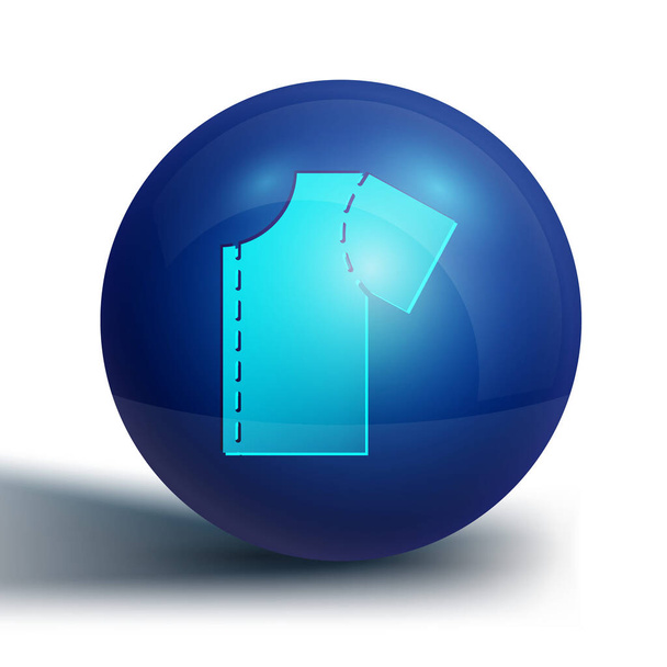 Icona blu modello di cucito isolato su sfondo bianco. Marcature per cucire. Pulsante cerchio blu. Vettore - Vettoriali, immagini