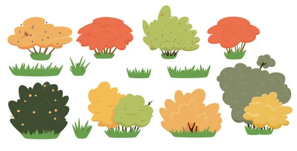 Conjunto de arbustos em estilo desenhado à mão - Vetor, Imagem