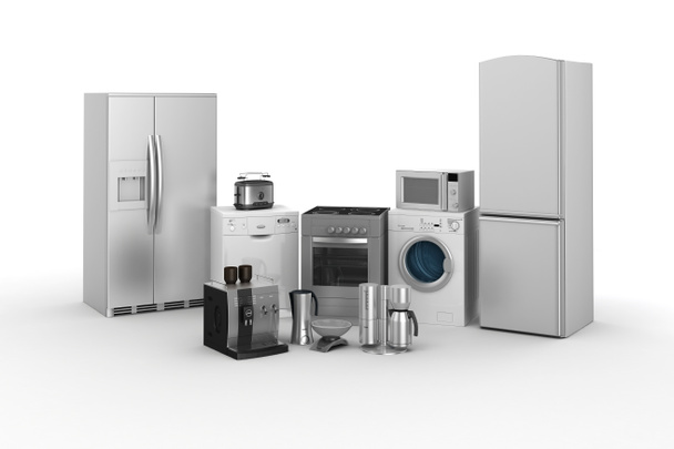 3d render of household appliances on white background - Foto, Bild