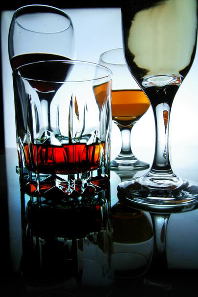 Different Alcoholic Drinks in glass and goblets - Photo, Image