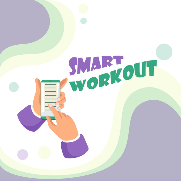 Tekst weergeven Smart Workout. Concept betekent goed ontworpen oefening om de spiergroei te maximaliseren Abstracte verspreiding van boodschap Online, Global Connectivity Concepts - Foto, afbeelding