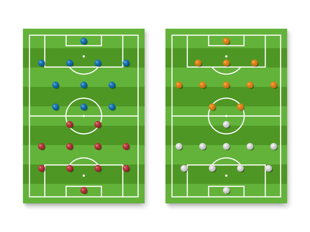 Jalkapallo kokoonpano muodostumista ja taktiikka kentällä, vektori kuva - Vektori, kuva