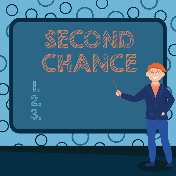 Tekst pokazujący inspirację Second Chance. Internet Concept możliwość dana komuś, pozwala im spróbować ponownie Abstrakcyjny profesor dając wykłady, Wyjaśnienie i Koncepcja raportowania - Zdjęcie, obraz