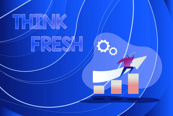 Inspiration showing sign Think Fresh. Internet Concept Thinking on natural ingredients Positive good environment Colorful Image Displaying Progress, Abstract Leading And Moving Forward - Photo, Image