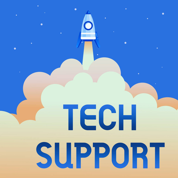 手書きのサイン｜Tech Support。ビジネスアイデア技術的な問題を抱えている人を支援する概要ロケット科学プレゼンテーションデザイントップレベルに到達 - 写真・画像
