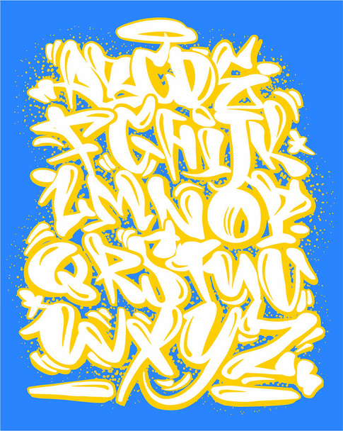 alphabet de police de Cartoon graffiti comic doodle. Illustration vectorielle.Fonte Handwhritten graffiti. - Vecteur, image