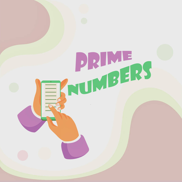 Text caption presenting Prime Numbers. Business idea a positive integer containing factors of one and itself Abstract Spreading Message Online, Global Connectivity Concepts - Photo, Image