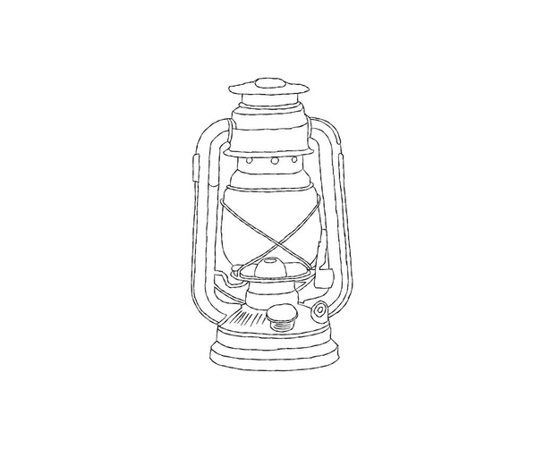 Petromac luci disegno vettoriale disegnato a mano. vintage lampada a olio lanterna disegno contorno. - Vettoriali, immagini