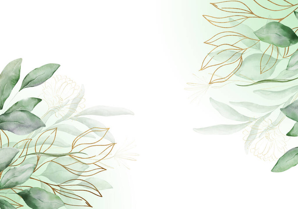 Blady liście - botaniczny baner projektowy. Kwiatowa pastelowa rama brzegowa akwareli. - Zdjęcie, obraz