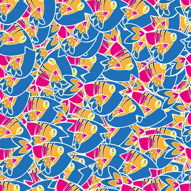 Winged fish, abstraction. Seamless patterns. For backgrounds and textures. Illustration. - Photo, Image