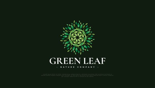Green Leaf Logo Design, Alkalmas Spa, Szépség, Virágüzletek, Resort, vagy kozmetikai termék identitás. Zöld Mandala dísz logó - Vektor, kép