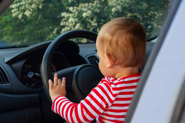 Baby boy driver. Travel with kids concept. - Photo, Image