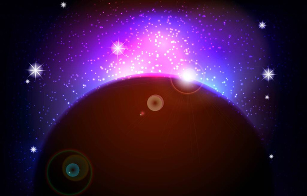 カラフルな星の宇宙銀河の惑星は、赤紫色の黒と青の背景を持っています。基本RGB - ベクター画像