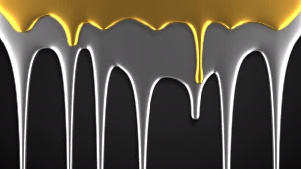 Molten gold and silver drips on black - Video, Çekim