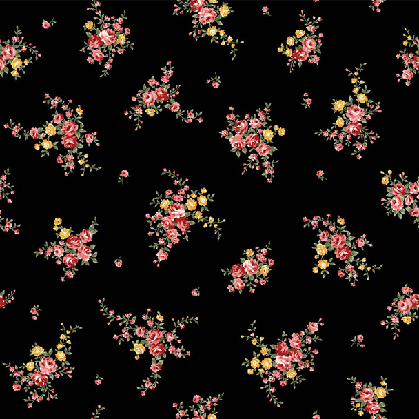 Seamless pattern with a beautiful bouquet of roses, - Vector, imagen