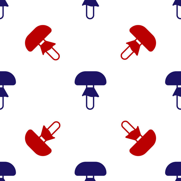 Niebiesko-czerwona ikona grzyba odizolowana bezszwowy wzór na białym tle. Wektor - Wektor, obraz