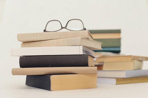 Stack of books on white background - Foto, Imagen