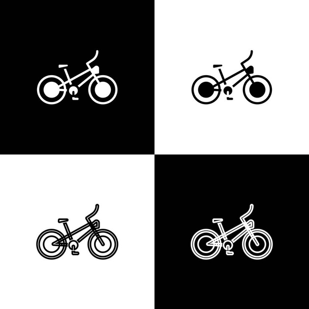 Aseta polkupyörän kuvake mustavalkoiselle pohjalle. Pyöräkilpailu. Äärimmäistä urheilua. Urheiluvälineet. Vektori - Vektori, kuva