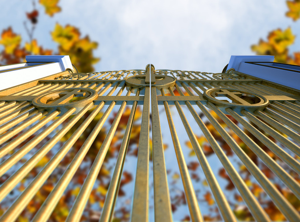 Небесные золотые ворота и осенние листья
 - Фото, изображение