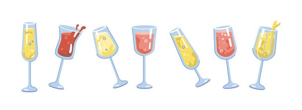 Alkoholické nápoje, šumivé víno šampaňské - Vektor, obrázek