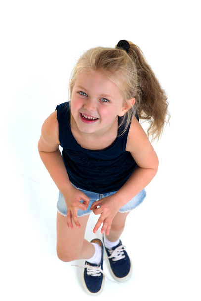 Top view of cute six years old girl - Valokuva, kuva