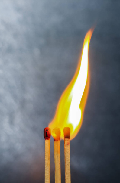 I Love You on Match Sticks. Matchstick art photography used matchsticks to create a love concept. Close-up of burnt matchsticks. - Photo, Image