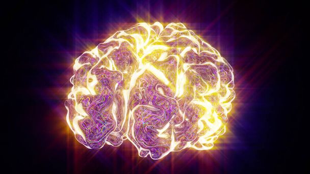 3D απεικόνιση της λάμψης του εγκεφάλου σε μια μοναδικότητα - Φωτογραφία, εικόνα