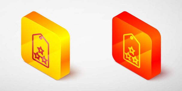 Isometric line Military rank icon isolated on grey background. Military badge sign. Yellow and orange square button. Vector - Vector, Image