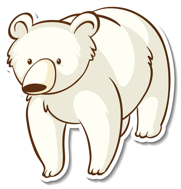 Design de adesivo com ilustração isolada de urso polar - Vetor, Imagem