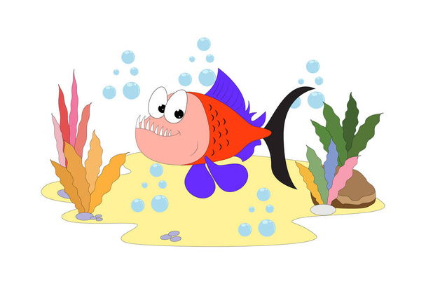 söpö kala sarjakuva kuva kuva - Vektori, kuva