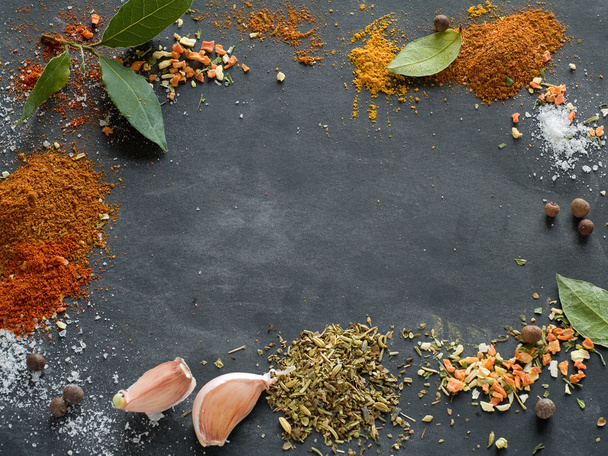 Assorted spices background - Photo, image