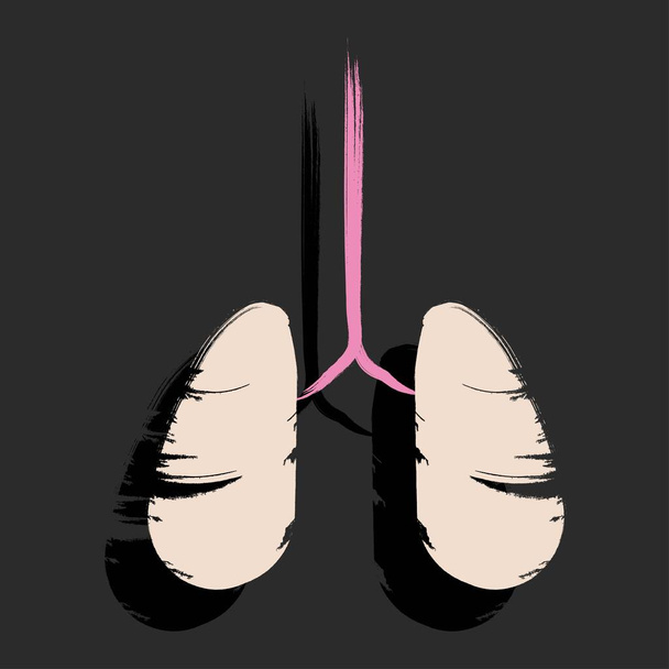 Lungs human brush strokes. Vector illustration. - Vector, imagen