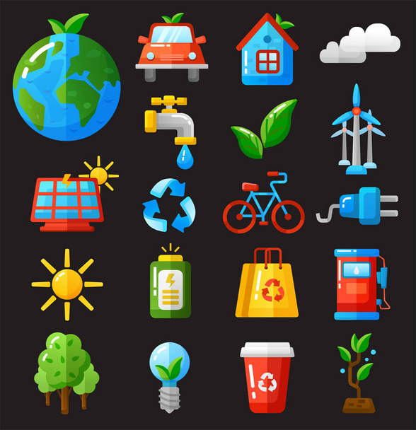 Ecology icons set vector illustration. - Vector, Image