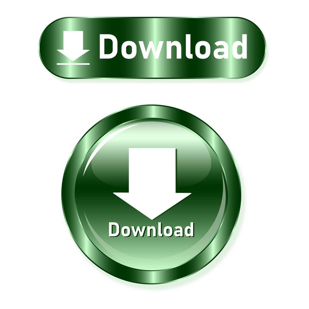 Ronde groene knop downloaden met pijl en tekst - Vector, afbeelding