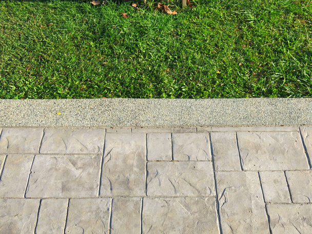 hierba verde y suelo de piedra - Foto, Imagen