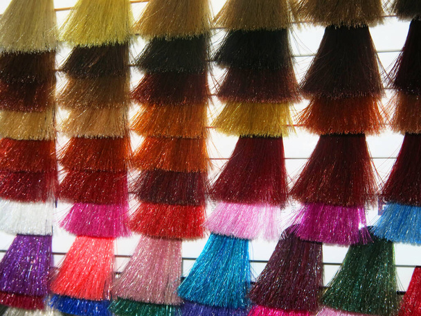 close-up of colorful hair samples - 写真・画像