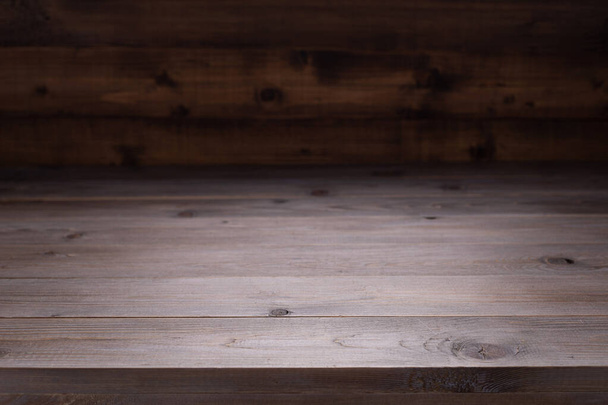 Wooden table top background texture.   Wood tabletop front view with copy space - 写真・画像